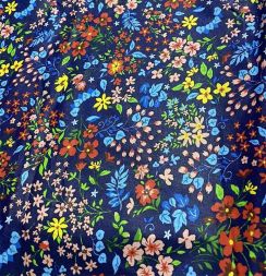 Ткань ситец 80 см Полевые цветы (темно-синий фон)